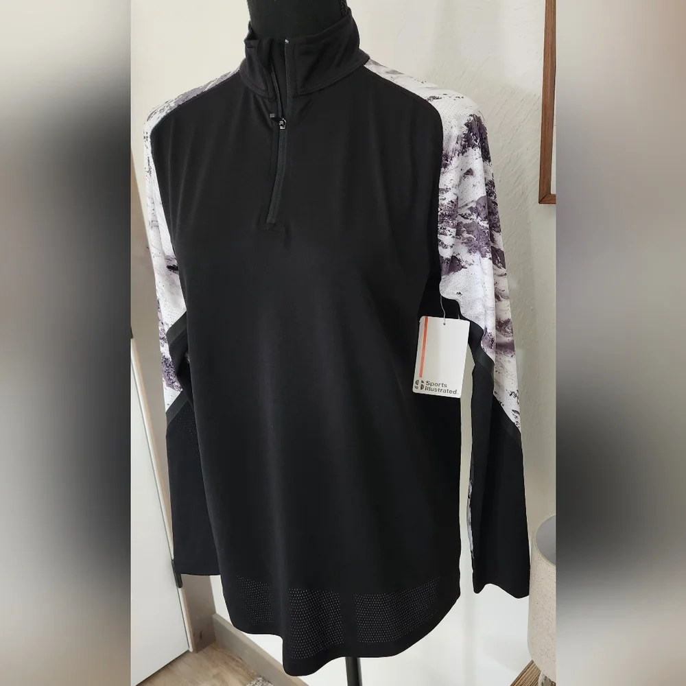 NWT SPORTS ILLUSTRATED BOYS RAGLAN 1/4 ZIP TOP